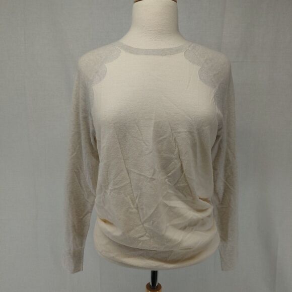 J. Crew Sweaters - J.Crew Ringer Style LS Crewneck lightweight sweater cream/ gray SZ M